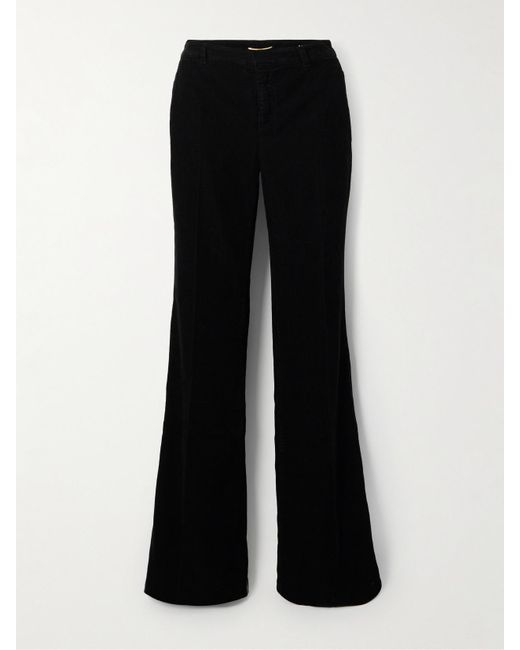 Saint Laurent Black Cotton-Corduroy Bootcut Pants