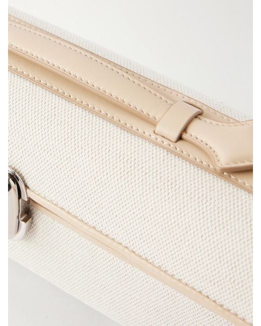 SAVETTE Natural Slim Symmetry Canvas Leather-Trimmed Clutch