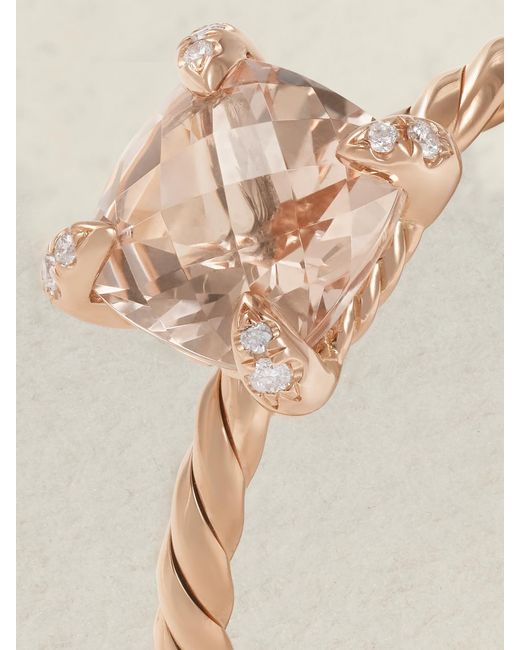 David Yurman Gray Chatelaine 18-Karat Rose, Morganite And Diamond Ring