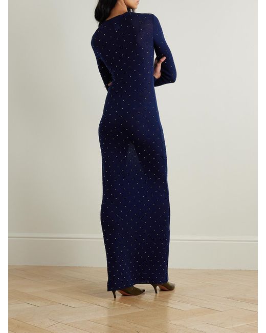 Robe Longue En Laine Mélangée À Clous Rabanne en coloris Blue