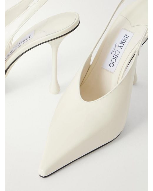 Jimmy Choo White Isa 95 Patent-Leather Pumps