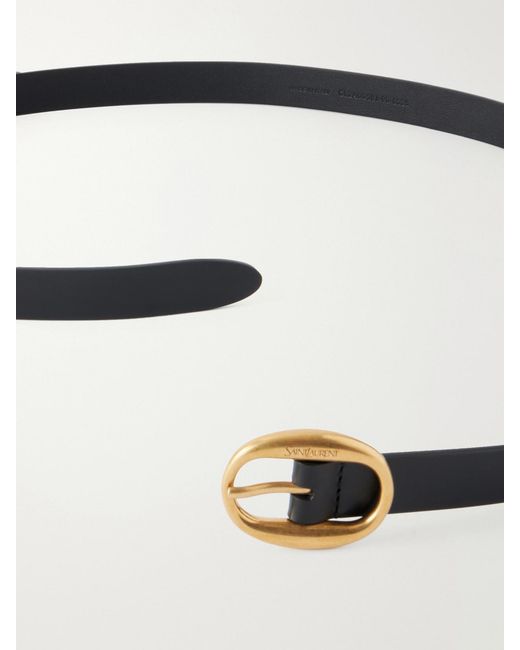Saint Laurent Blue Logo-Engraved Leather Belt
