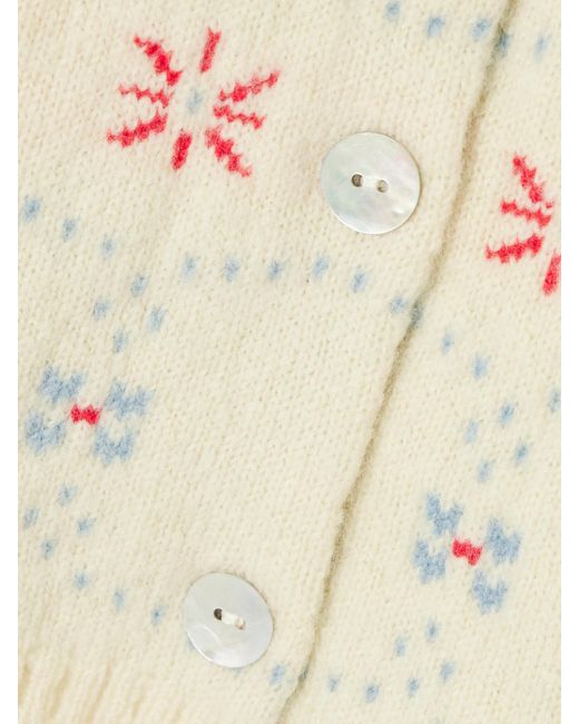 Calle Del Mar Natural Verkürzter Cardigan Aus Einer Kaschmir-Seidenmischung Mit Jacquard-Muster