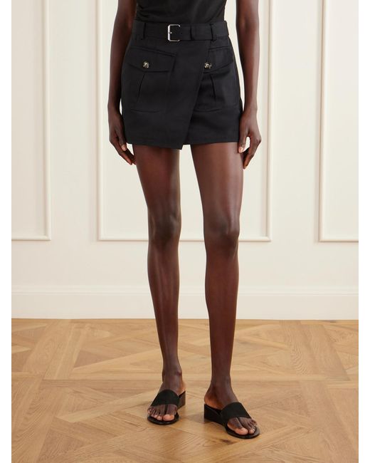 Proenza Schouler Black Bruni Belted Cotton-Drill Shorts