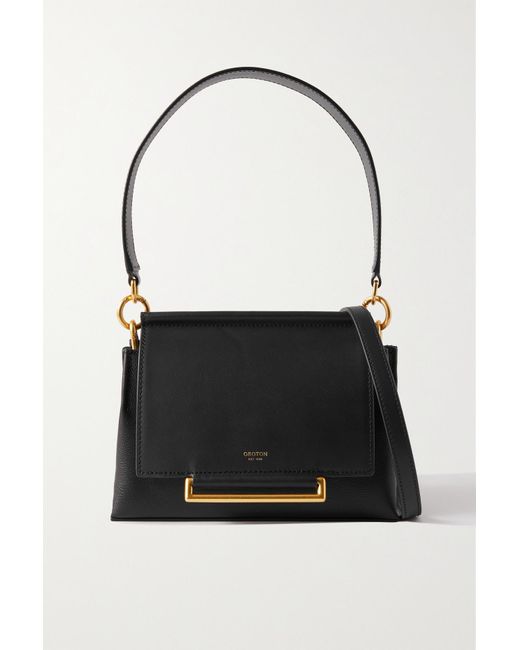 Oroton Elm Small Texturedleather Shoulder Bag in Black Lyst
