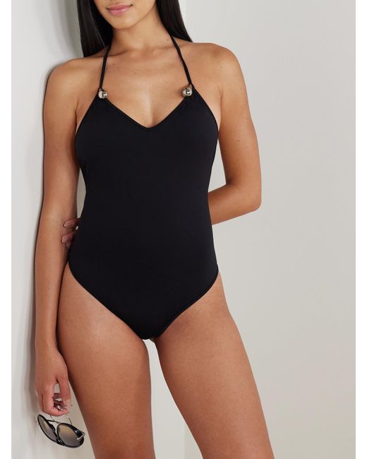Bottega Veneta Black Embellished Swimsuit