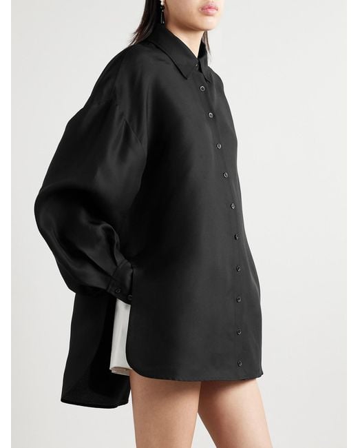Carolina Herrera Black Oversized Silk-Gazar Shirt