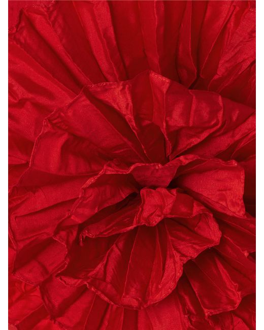 ANDRES OTALORA Red No Me Olvides Appliquéd Pleated Taffeta Top