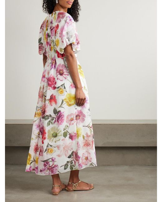 Aje. White Fleur Embellished Floral-Print Tencel Lyocell-Blend Midi Dress