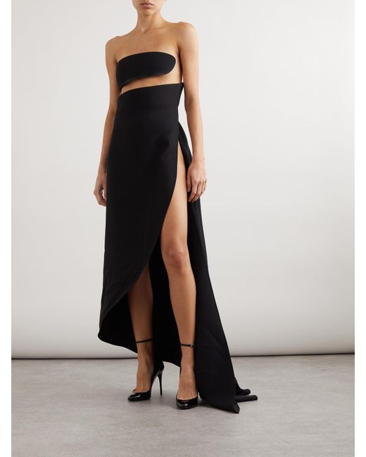 Alaïa Black Spiral Strapless Bustier Silk And Wool-Blend Gown