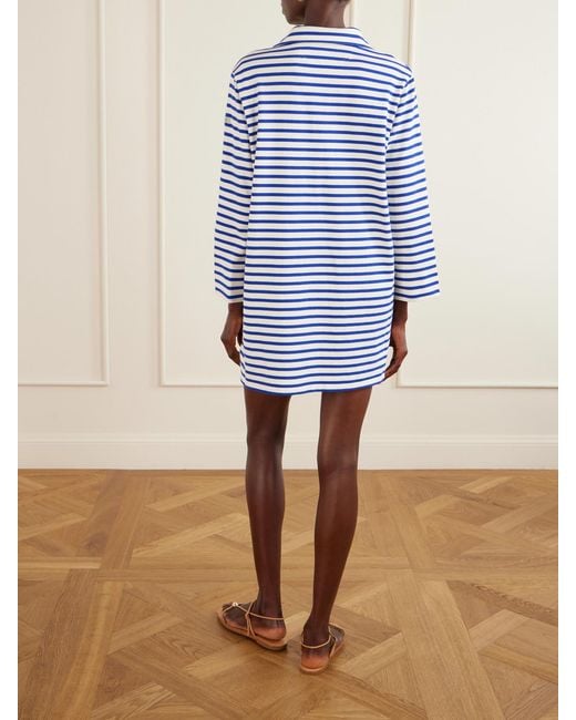 Polo Ralph Lauren Blue Striped Cotton-Jersey Mini Dress