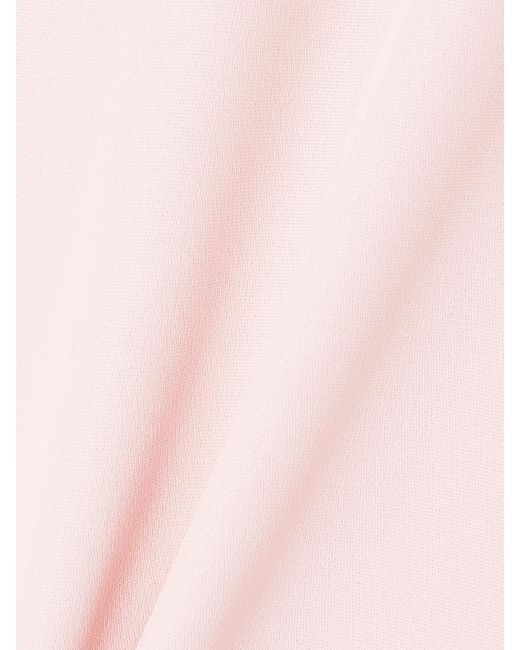 Valentino Garavani Pink Belted Plissé Chiffon-Trimmed Crepe Midi Dress