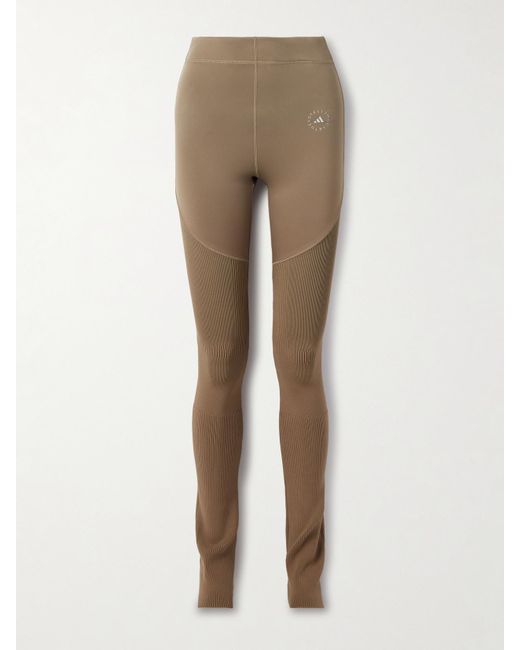 Adidas By Stella McCartney Natural Leggings Aus Recyceltem Stretch-Material Und Rippstrick