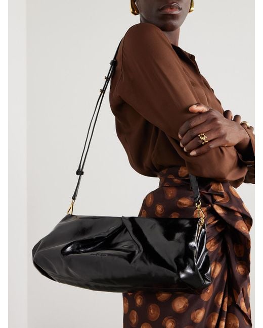 Dries Van Noten Black Clutch Aus Strukturiertem Leder