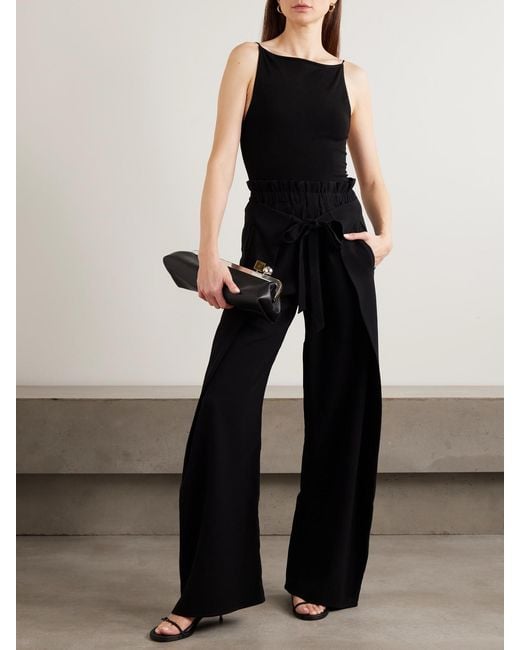 Cult Gaia Black Naomi Crepe Wide-Leg Wrap Pants