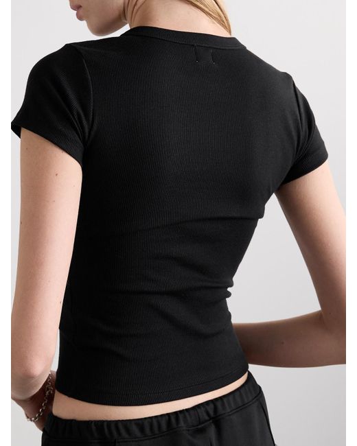 Leset Black Kelly Ribbed Cotton-Blend Jersey T-Shirt