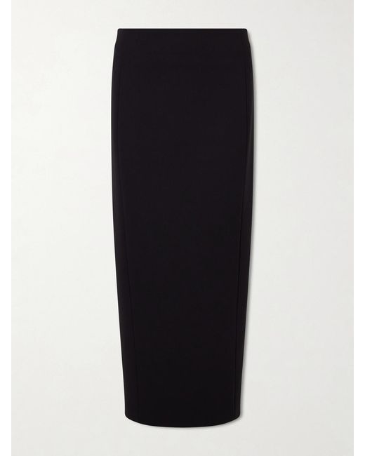Khaite Black Lyle Crepe Midi Skirt