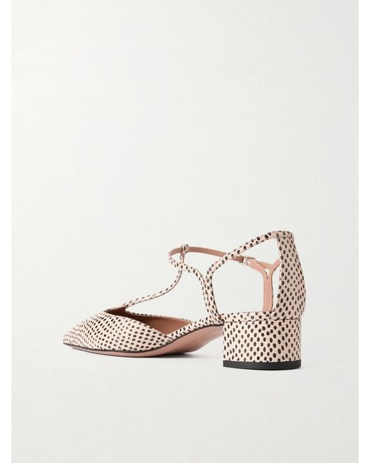 Aquazzura Natural Sorbonne 35 Polka-Dot Textured-Leather Pumps