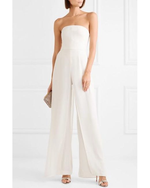 halston heritage strapless crepe gown