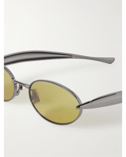 Bottega Veneta Metallic Sardine Stahlgraue Sonnenbrille Mit Ovalem Rahmen