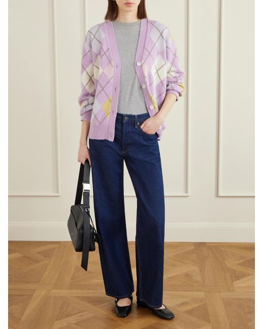 &Daughter Pink Argyle Wool Cardigan