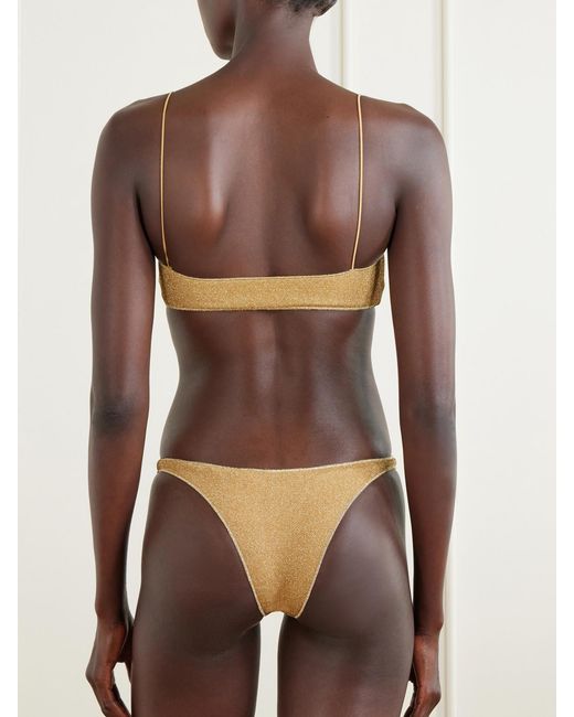 Oseree White Lumiere Bead-Embellished Metallic Bikini