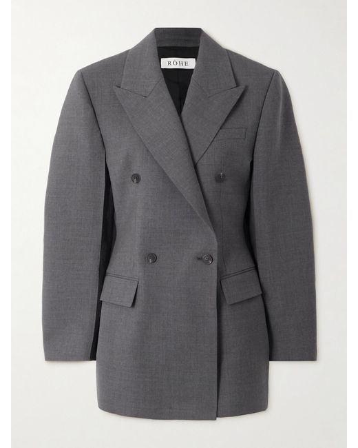 Rohe Women's Gray Hourglass Double-Breasted Wool-Blend Blazer