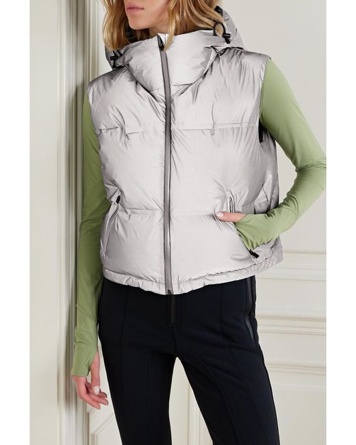 Aztech Mountain Gray Snowbird Cropped Quilted Shell Hooded Down Vest