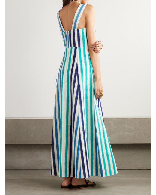 Emporio Sirenuse Blue Nellie Striped Cotton Maxi Dress