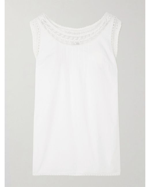 Posse White Danielle Lace-Trimmed Cotton Mini Dress