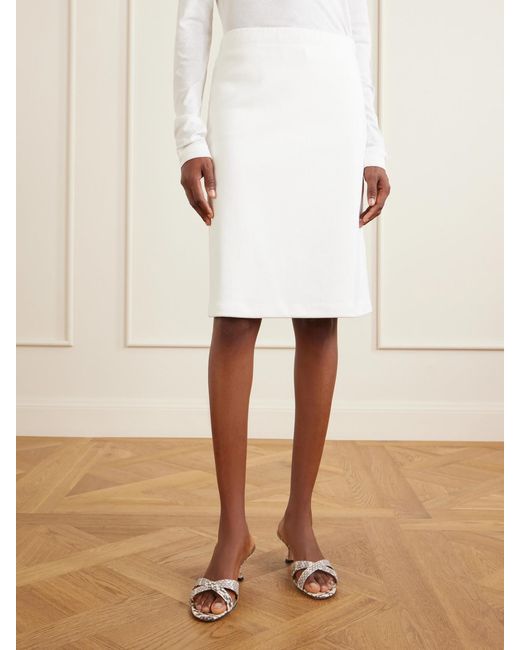 Flore Flore White Marie Organic Cotton-Jersey Midi Skirt