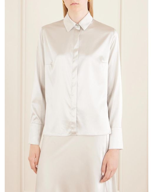 The Park White Bonnie Silk-Blend Shirt