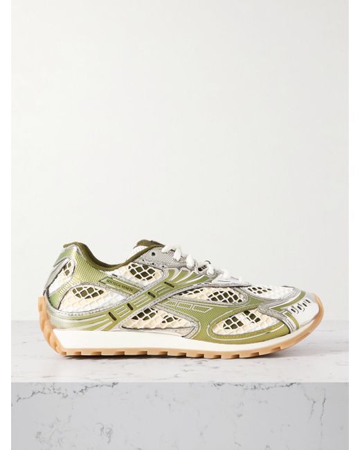 Bottega Veneta Metallic Orbit Sneakers Aus Mesh, Netzmaterial Und Gummi