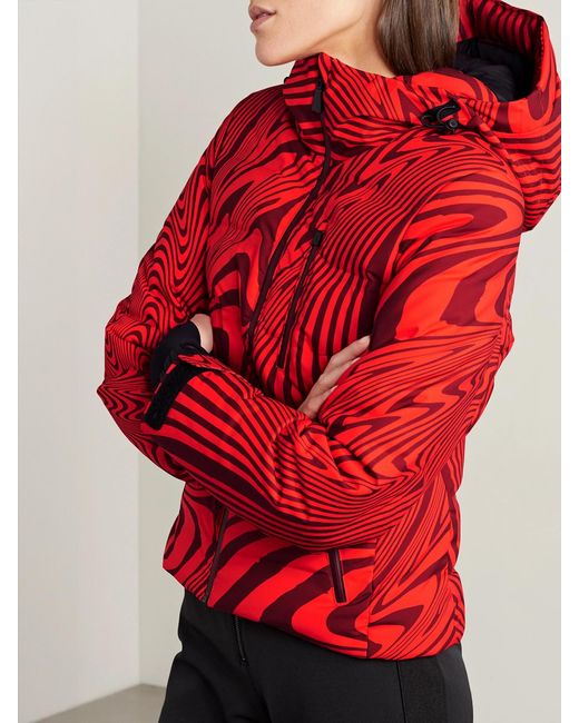 Aztech Mountain Red Minnie Nuke Hooded Printed Quilted Down Ski Jacket