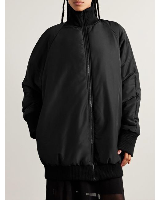 Norma Kamali Black Oversized Padded Shell Bomber Jacket