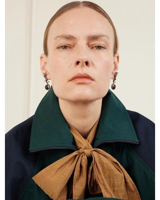 Saint Laurent White Cassandre Pampille-Tone And Resin Earrings