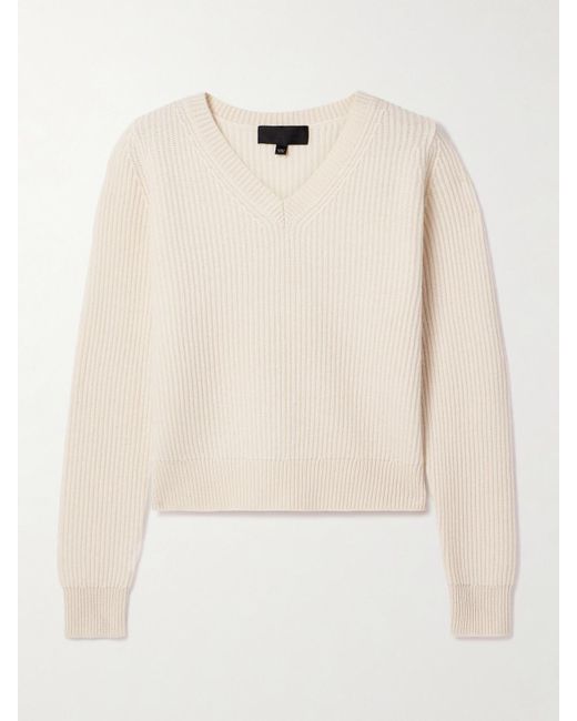 Nili Lotan Natural Korina Ribbed Cashmere Sweater