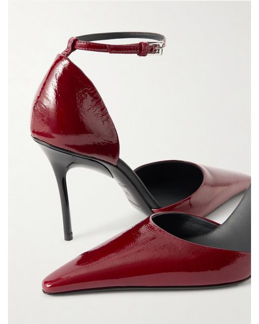 Alaïa Pink D'Orsay 90 Glossed Textured-Leather Pumps