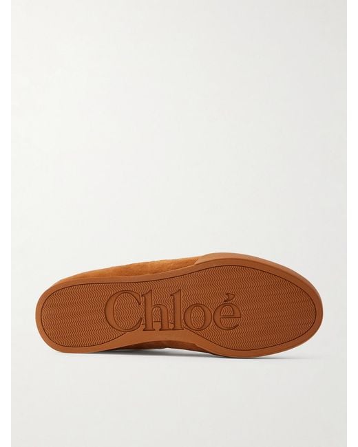 Chloé White Kick Sneakers Aus Mesh Mit Besätzen Aus Leder Und Veloursleder