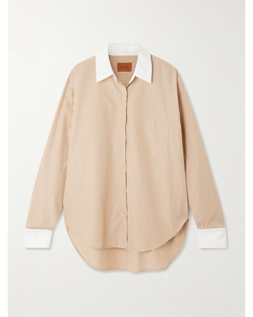 Jamie Haller Natural The Tipped Weekend Striped Supima Cotton-Poplin Shirt