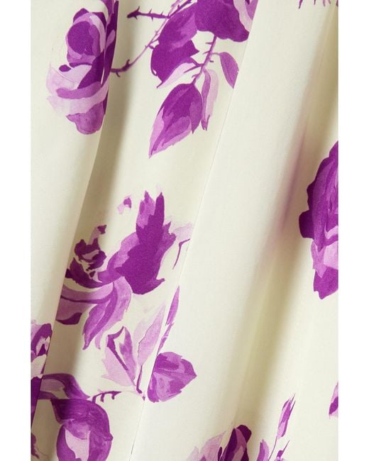 Jil Sander Pink Draped Floral-Print Twill Maxi Dress