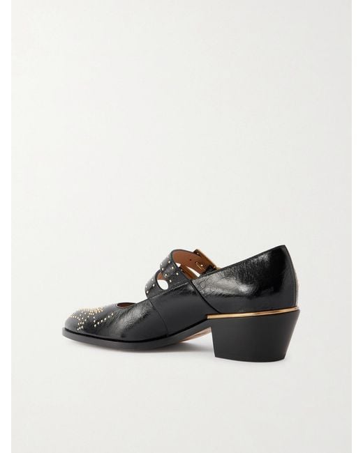 Chloé Black Susanna Studded Leather Mary Jane Pumps