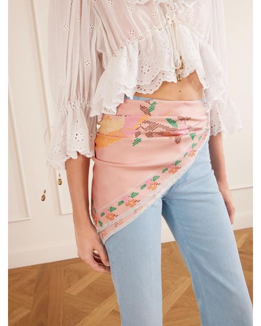 Chloé Pink Printed Silk Scarf
