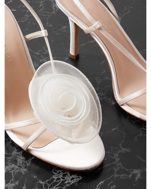 Loeffler Randall Natural Steph Appliquéd Satin Slingback Sandals