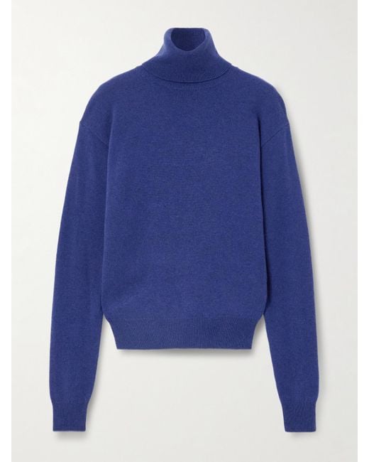 Saint Laurent Blue Rollkragenpullover Aus Einer Kaschmir-Wollmischung
