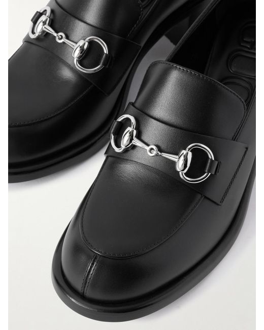 Gucci Black Savoy Pumps Aus Leder Mit Horsebit-Detail
