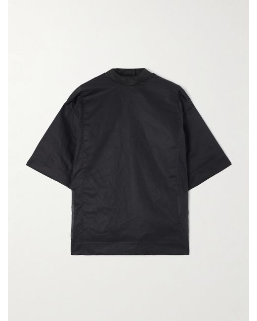Jil Sander Blue Oversized Organza-Trimmed Cotton-Poplin Top