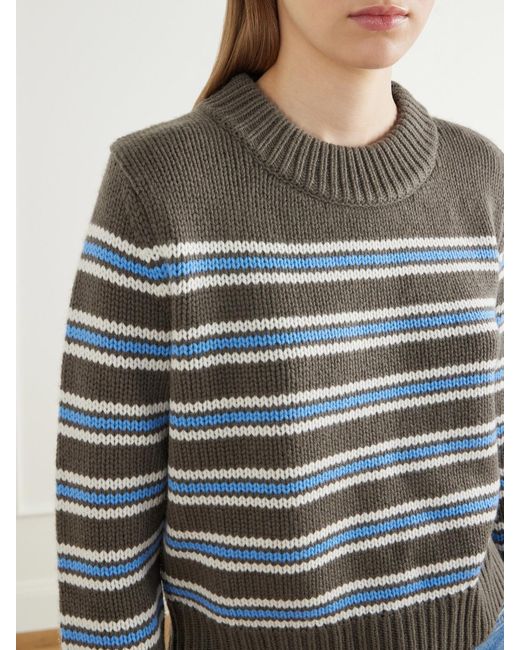 La Ligne Brown Mini Marin Striped Wool And Cashmere-Blend Sweater