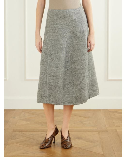 Proenza Schouler Gray Gaelle Wool-Blend Midi Skirt