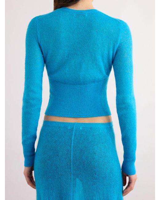 Alaïa Blue Cardigan Aus Einer Mohairmischung